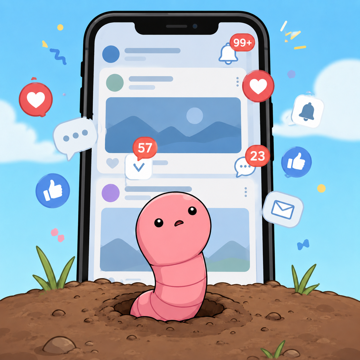 WORM looking at a very busy social feed